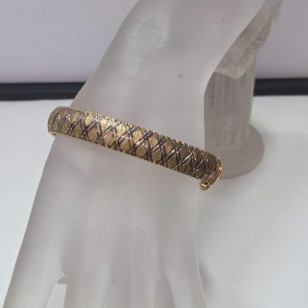 vtg italy MILOR omega lazer cut sterling silver 925 segmented gold wms bracelet